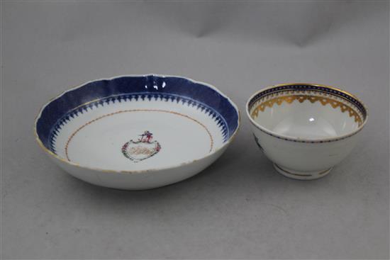 A group of Chinese export armorial porcelain, late 18th century, 16cm. (4)